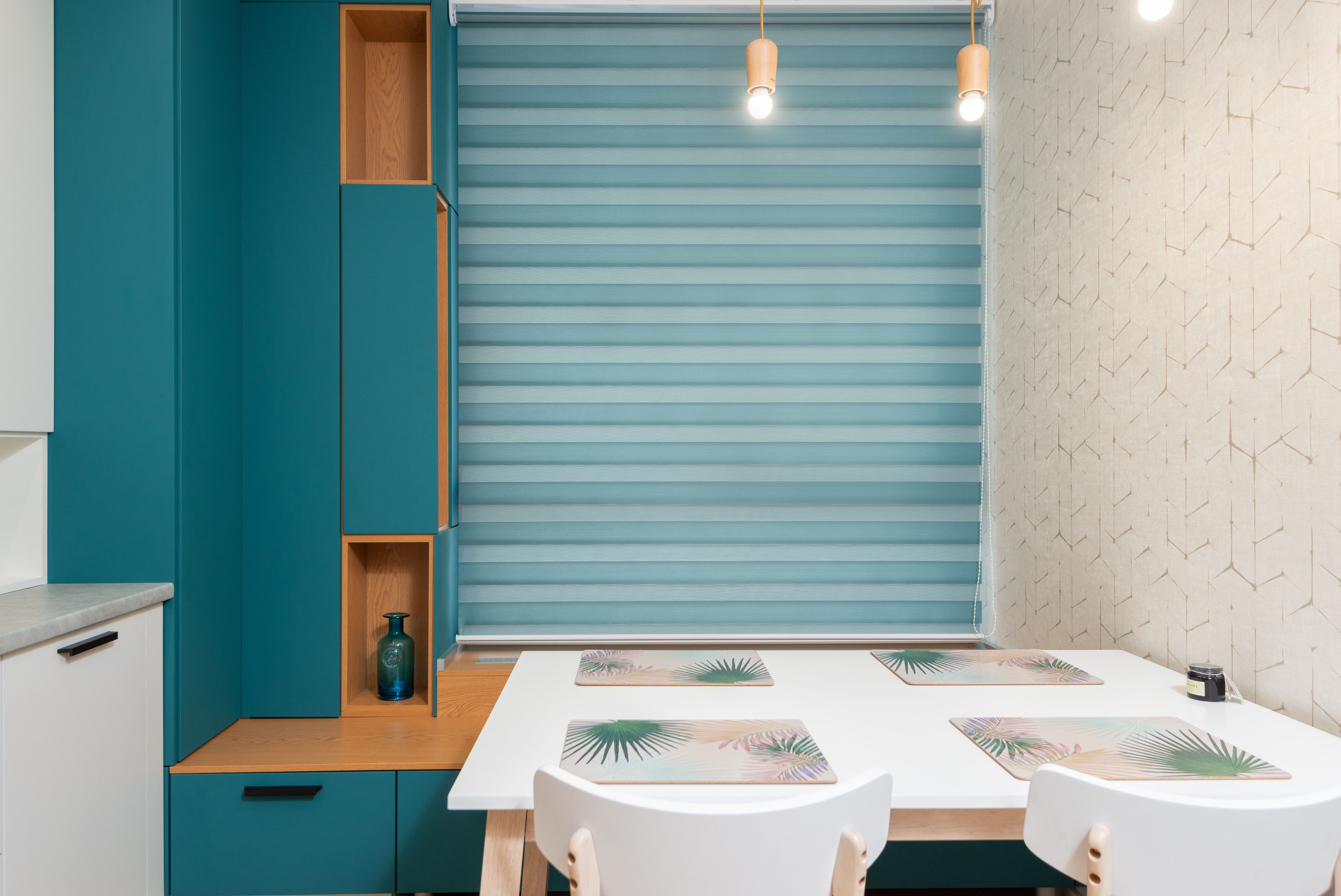 Elegant window blinds in a modern living room